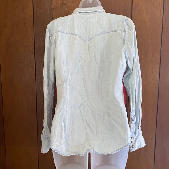 Lucky Brand Shirt Women's M Blue Red Patchwork Pearl Snap Western Rodeo‎ Cowboy - Picture 3 of 9